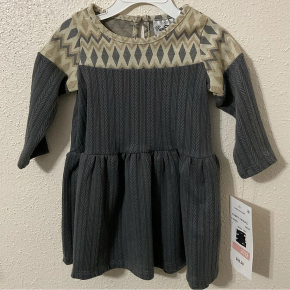 Rare Editions Gray Drop Waist Long Sleeve Rib Knit Dress. 6X and 2T NWT - Picture 1 of 5
